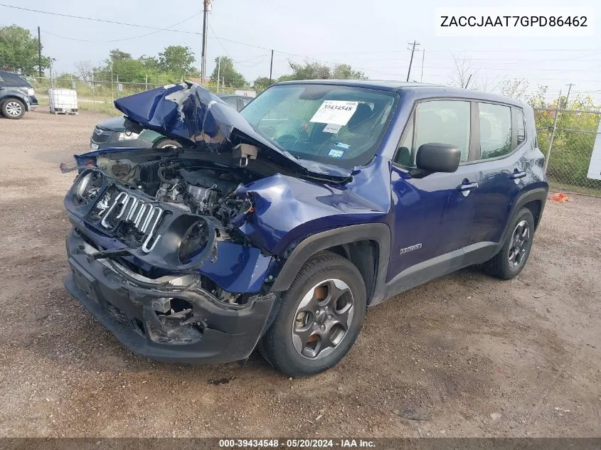 2016 Jeep Renegade Sport VIN: ZACCJAAT7GPD86462 Lot: 39434548