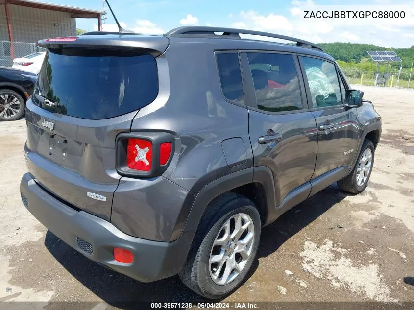 2016 Jeep Renegade Latitude VIN: ZACCJBBTXGPC88000 Lot: 39571238