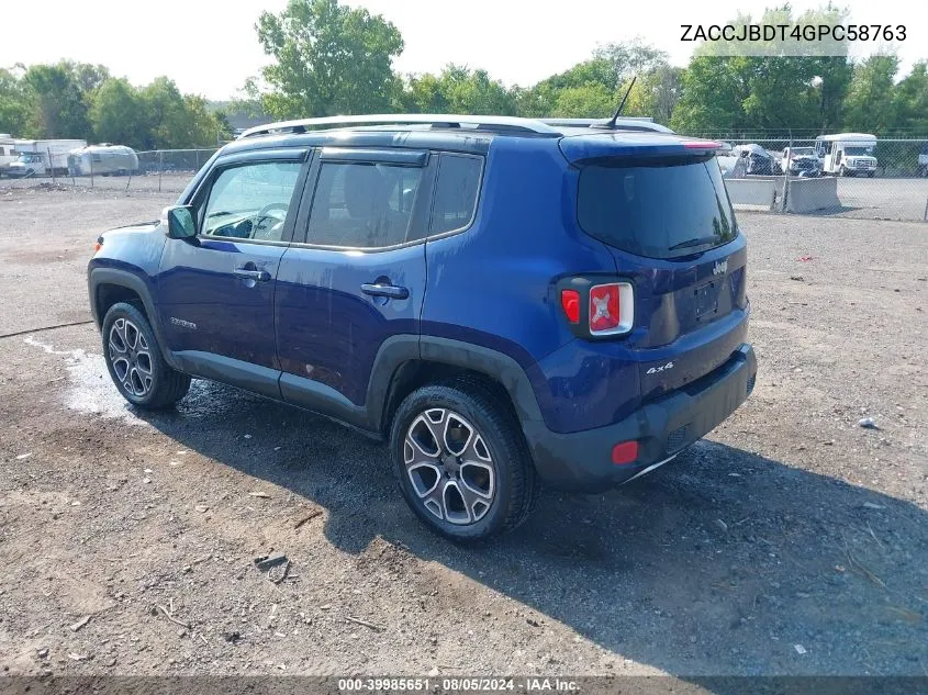 ZACCJBDT4GPC58763 2016 Jeep Renegade Limited