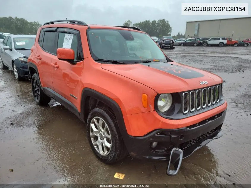 2016 Jeep Renegade Latitude VIN: ZACCJBBTXGPE38154 Lot: 40047422