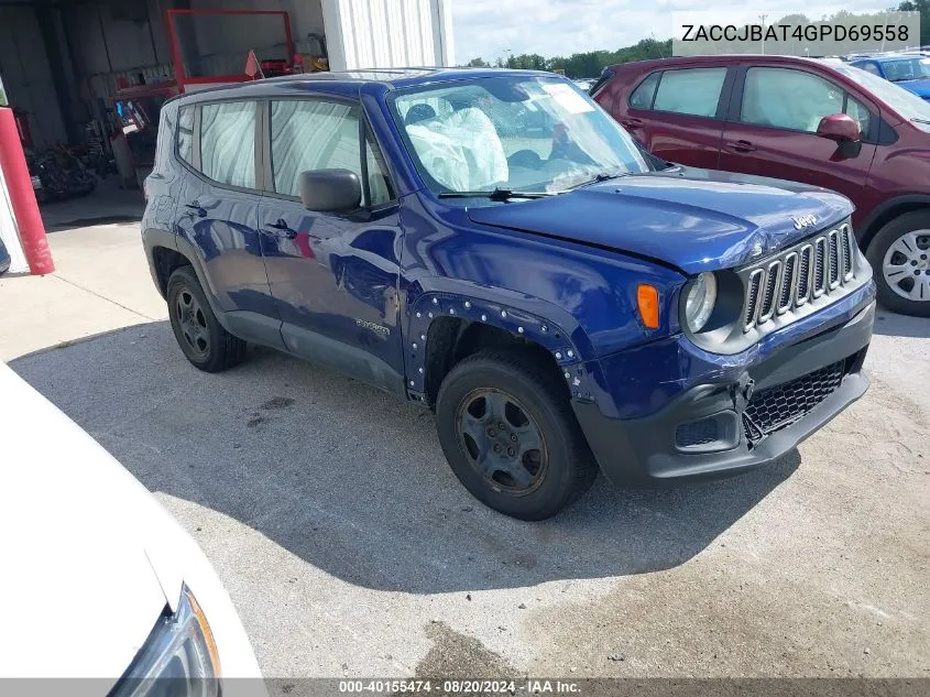 2016 Jeep Renegade Sport VIN: ZACCJBAT4GPD69558 Lot: 40155474