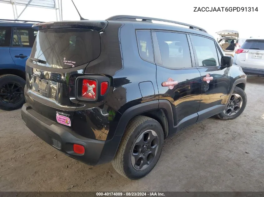 2016 Jeep Renegade Sport VIN: ZACCJAAT6GPD91314 Lot: 40174089