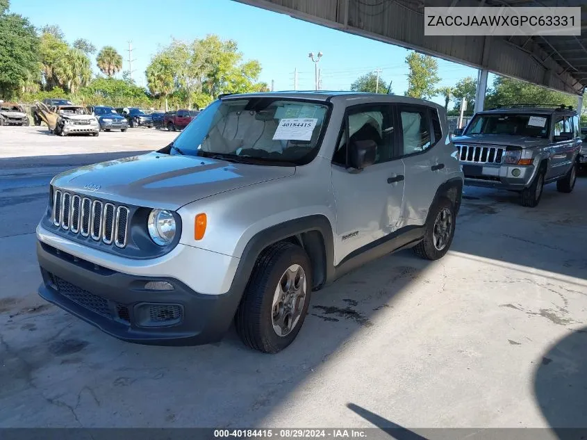 2016 Jeep Renegade Sport VIN: ZACCJAAWXGPC63331 Lot: 40184415