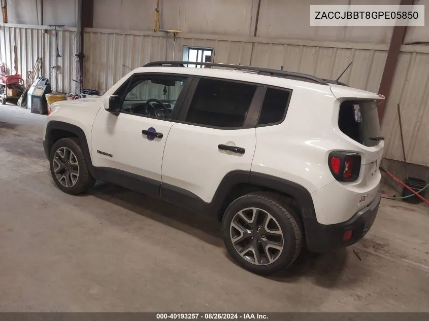 2016 Jeep Renegade Latitude VIN: ZACCJBBT8GPE05850 Lot: 40193257