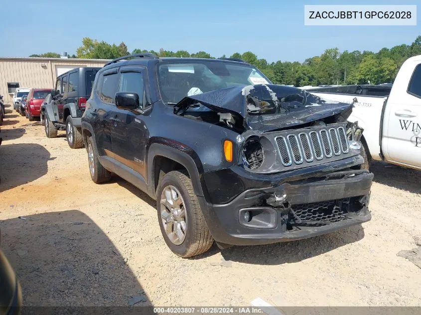 2016 Jeep Renegade Latitude VIN: ZACCJBBT1GPC62028 Lot: 40203807