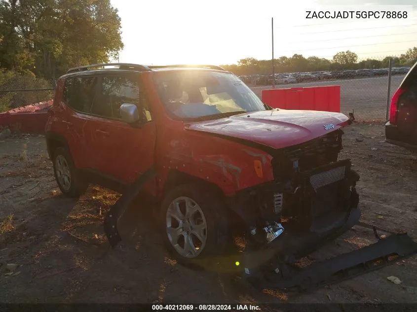 2016 Jeep Renegade Limited VIN: ZACCJADT5GPC78868 Lot: 40212069