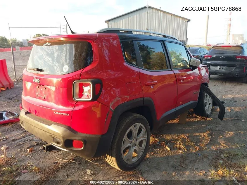 2016 Jeep Renegade Limited VIN: ZACCJADT5GPC78868 Lot: 40212069