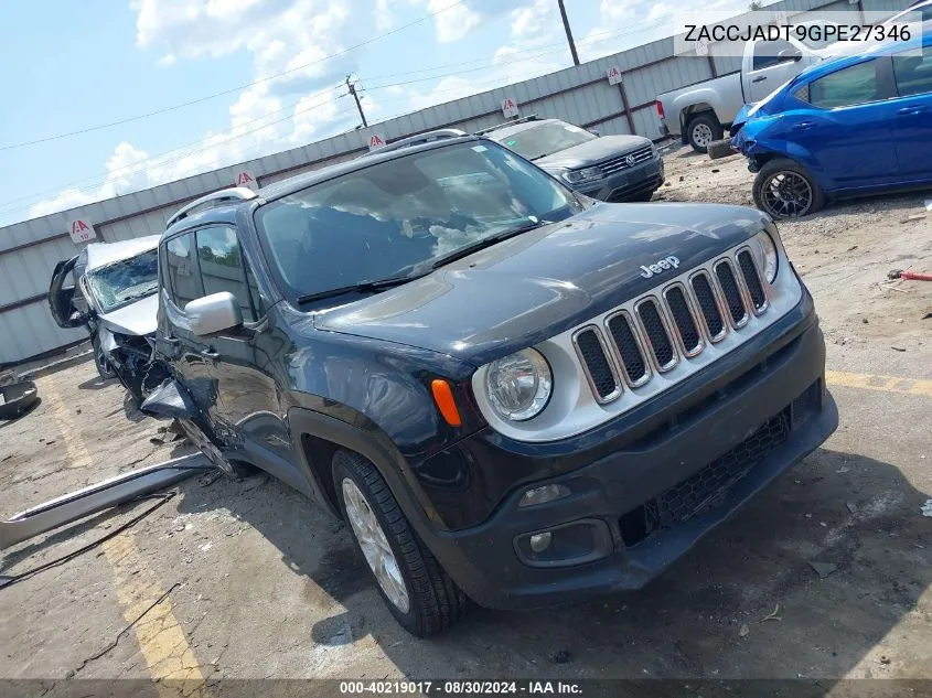 2016 Jeep Renegade Limited VIN: ZACCJADT9GPE27346 Lot: 40219017