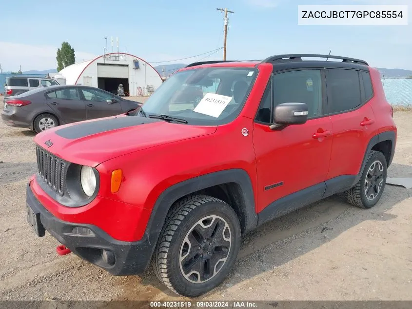 2016 Jeep Renegade Trailhawk VIN: ZACCJBCT7GPC85554 Lot: 40231519