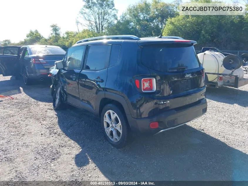 2016 Jeep Renegade Limited VIN: ZACCJBDT7GPC75380 Lot: 40238313