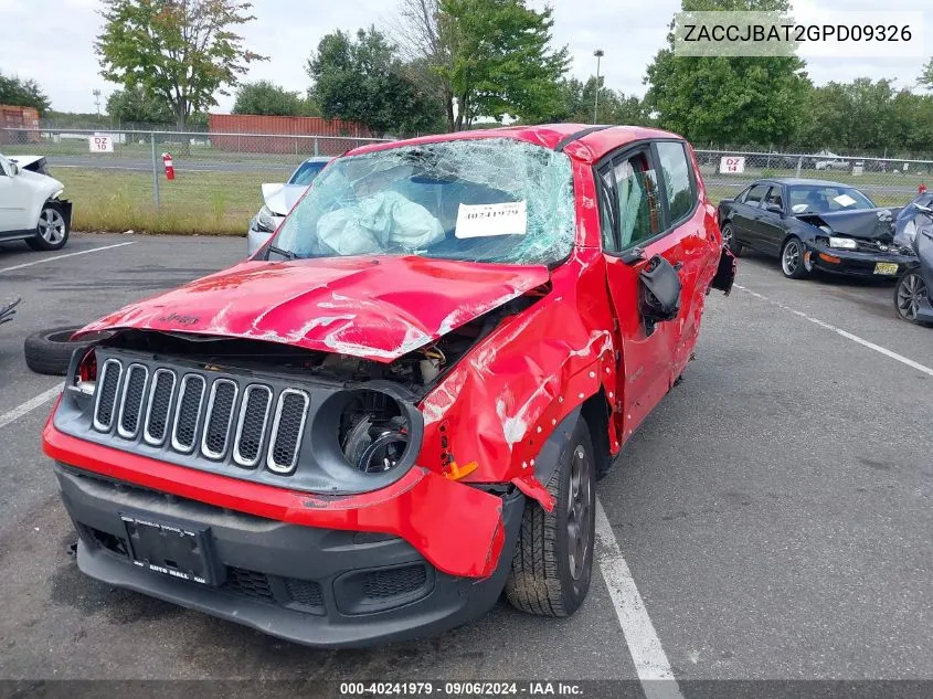 2016 Jeep Renegade Sport VIN: ZACCJBAT2GPD09326 Lot: 40241979