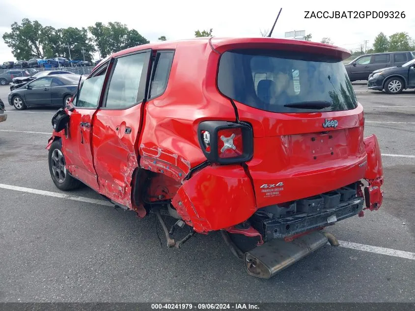 2016 Jeep Renegade Sport VIN: ZACCJBAT2GPD09326 Lot: 40241979