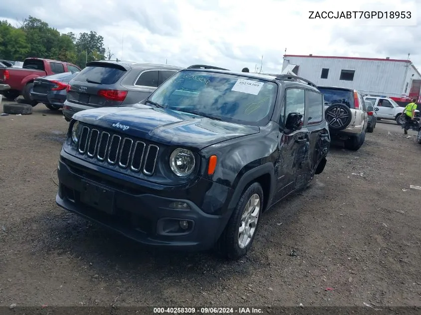 2016 Jeep Renegade Latitude VIN: ZACCJABT7GPD18953 Lot: 40258309