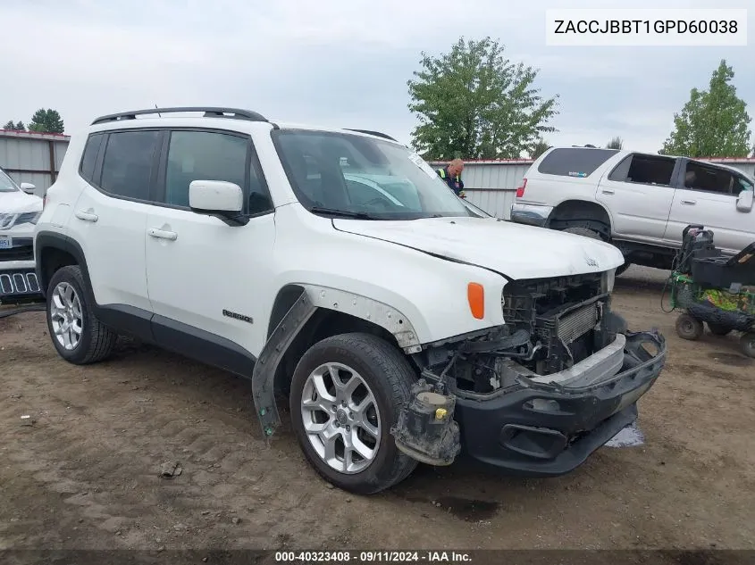 2016 Jeep Renegade Latitude VIN: ZACCJBBT1GPD60038 Lot: 40323408