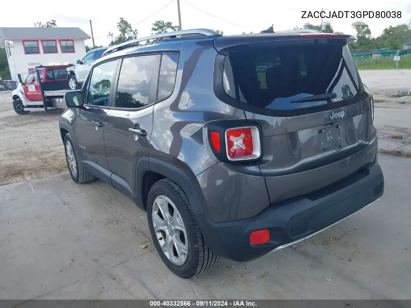 ZACCJADT3GPD80038 2016 Jeep Renegade Limited