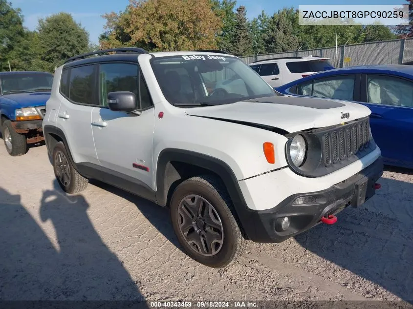 2016 Jeep Renegade Trailhawk VIN: ZACCJBCT8GPC90259 Lot: 40343459