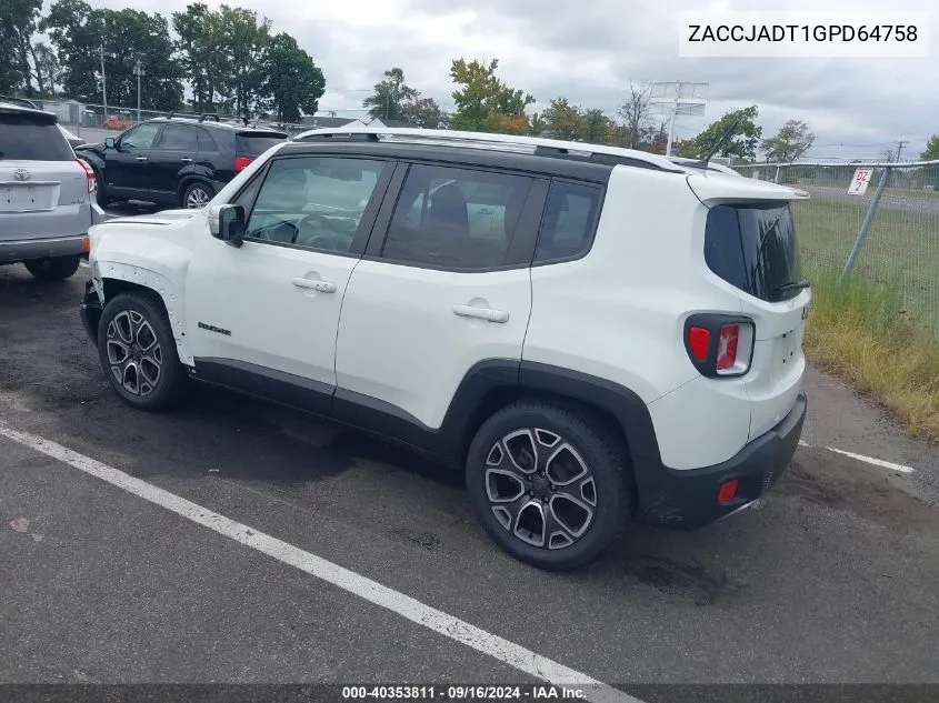 ZACCJADT1GPD64758 2016 Jeep Renegade Limited