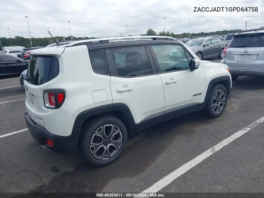 ZACCJADT1GPD64758 2016 Jeep Renegade Limited