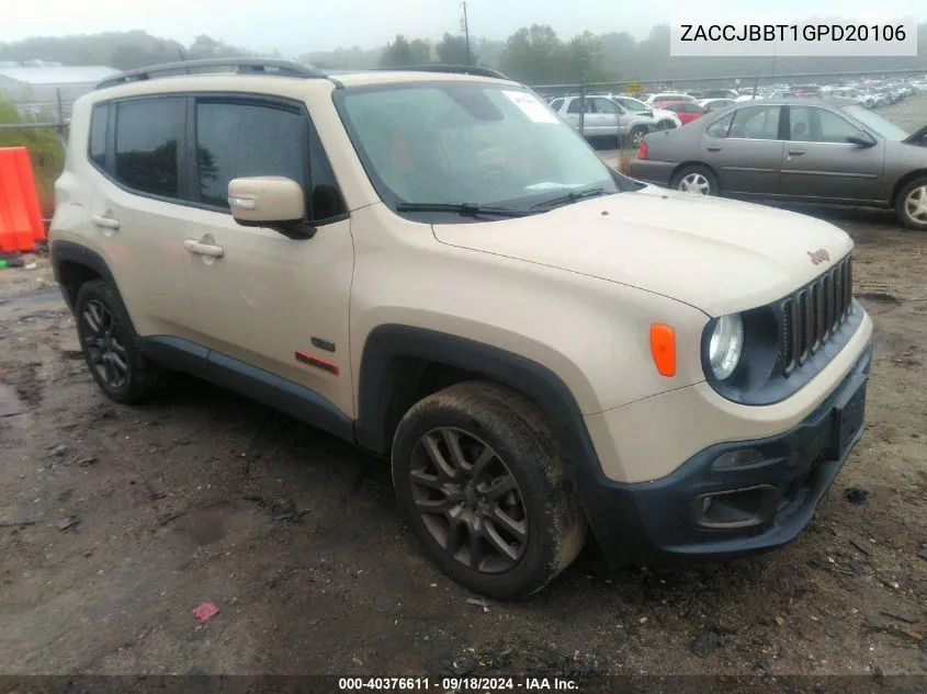 ZACCJBBT1GPD20106 2016 Jeep Renegade Latitude