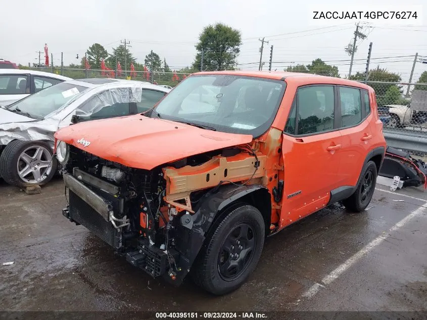 2016 Jeep Renegade Sport VIN: ZACCJAAT4GPC76274 Lot: 40395151