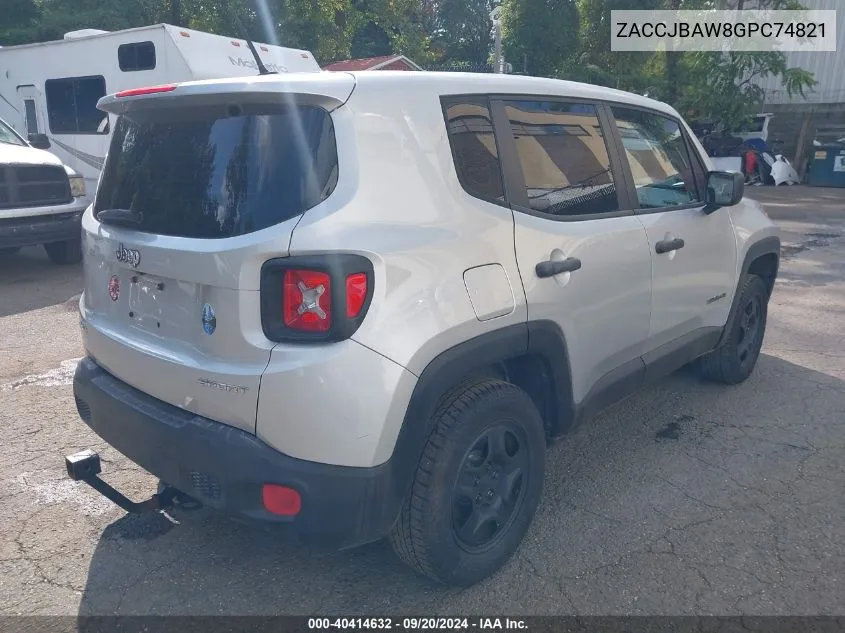 2016 Jeep Renegade Sport VIN: ZACCJBAW8GPC74821 Lot: 40414632