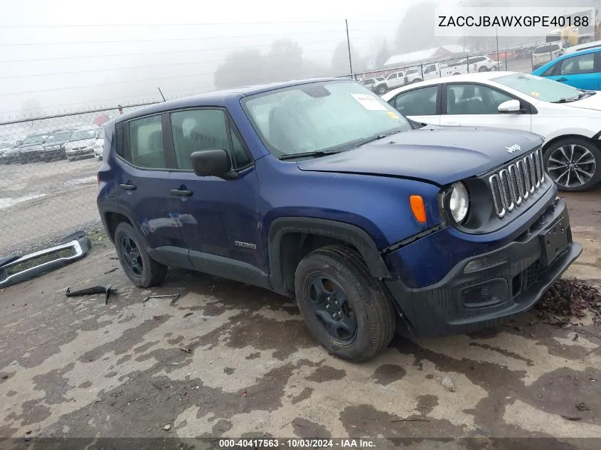 ZACCJBAWXGPE40188 2016 Jeep Renegade Sport