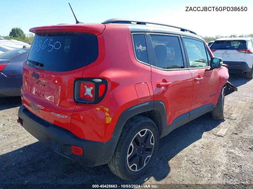 2016 Jeep Renegade Trailhawk VIN: ZACCJBCT6GPD38650 Lot: 40428663