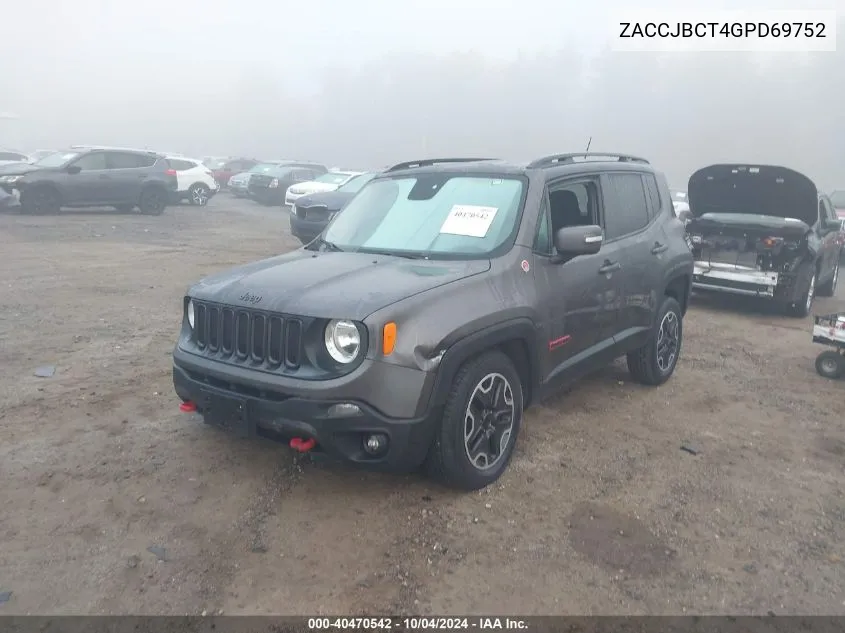 2016 Jeep Renegade Trailhawk VIN: ZACCJBCT4GPD69752 Lot: 40470542