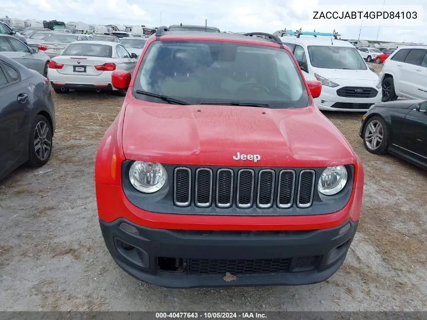 2016 Jeep Renegade Latitude VIN: ZACCJABT4GPD84103 Lot: 40477643