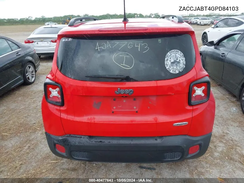 2016 Jeep Renegade Latitude VIN: ZACCJABT4GPD84103 Lot: 40477643