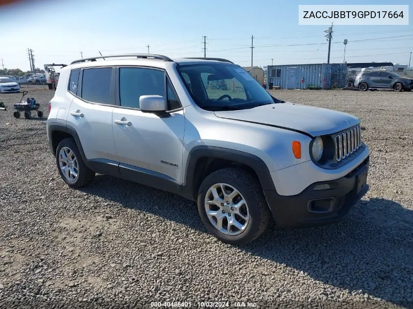 2016 Jeep Renegade Latitude VIN: ZACCJBBT9GPD17664 Lot: 40486401