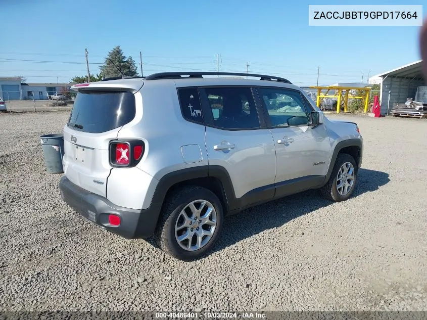 2016 Jeep Renegade Latitude VIN: ZACCJBBT9GPD17664 Lot: 40486401