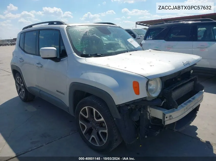 2016 Jeep Renegade Latitude VIN: ZACCJABTXGPC57632 Lot: 40501145