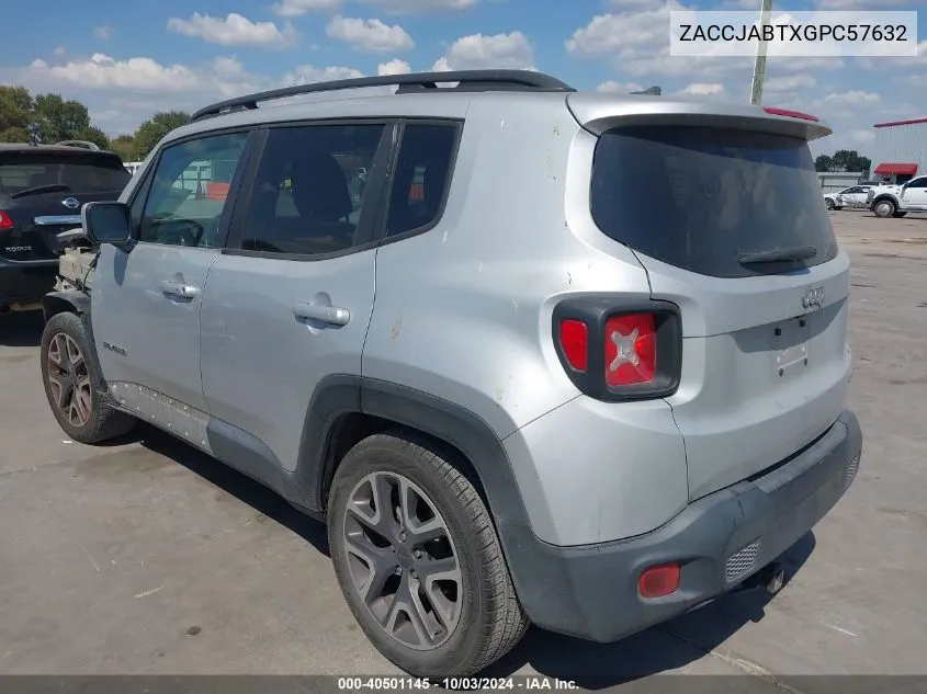 2016 Jeep Renegade Latitude VIN: ZACCJABTXGPC57632 Lot: 40501145