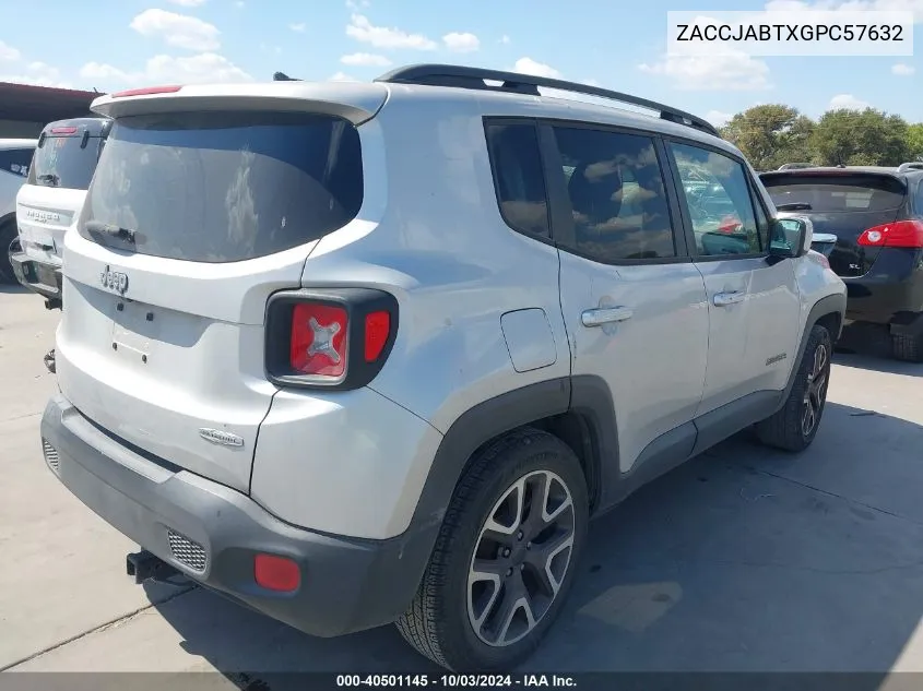 2016 Jeep Renegade Latitude VIN: ZACCJABTXGPC57632 Lot: 40501145