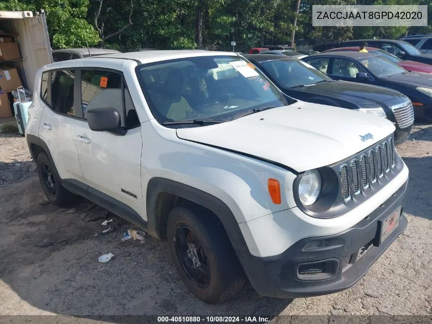 2016 Jeep Renegade Sport VIN: ZACCJAAT8GPD42020 Lot: 40510880