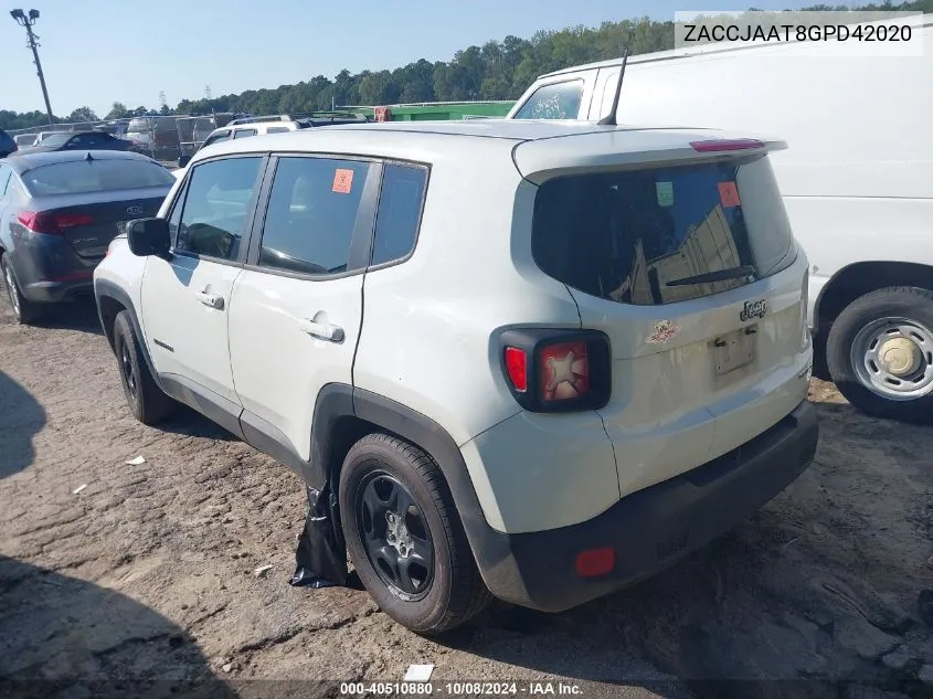 2016 Jeep Renegade Sport VIN: ZACCJAAT8GPD42020 Lot: 40510880