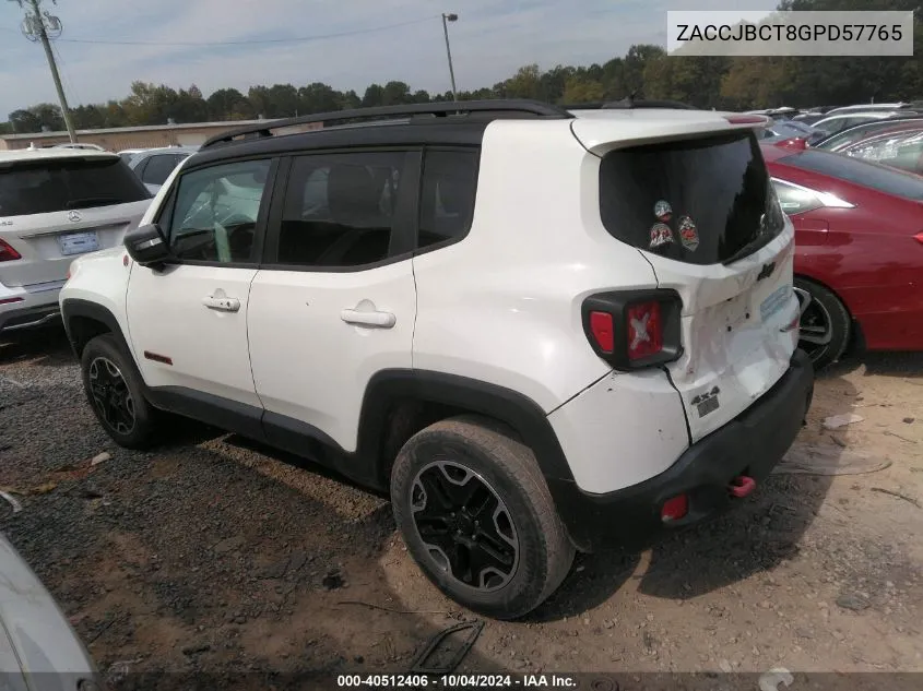 2016 Jeep Renegade Trailhawk VIN: ZACCJBCT8GPD57765 Lot: 40512406