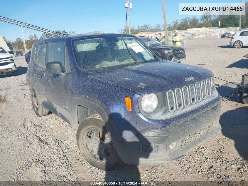 2016 Jeep Renegade Sport VIN: ZACCJBATXGPD14466 Lot: 40540058