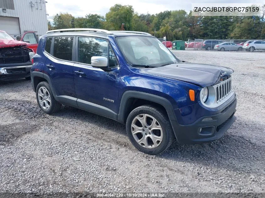 2016 Jeep Renegade Limited VIN: ZACCJBDT8GPC75159 Lot: 40547220