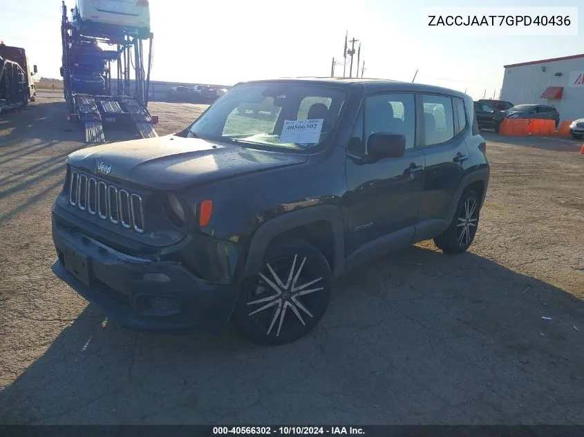 2016 Jeep Renegade Sport VIN: ZACCJAAT7GPD40436 Lot: 40566302