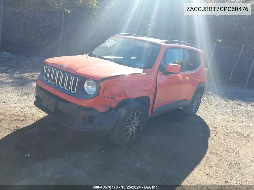 2016 Jeep Renegade Latitude VIN: ZACCJBBT7GPC60476 Lot: 40578779