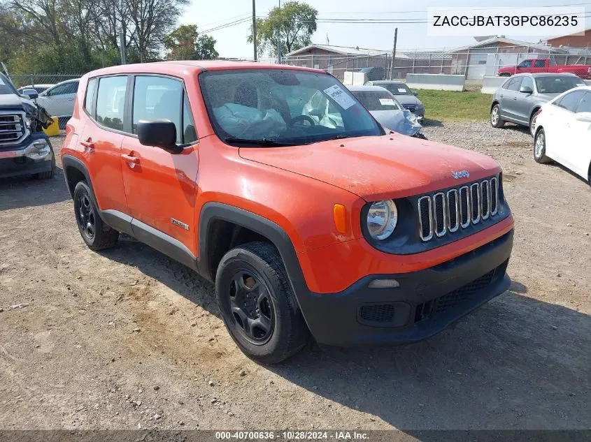 2016 Jeep Renegade Sport VIN: ZACCJBAT3GPC86235 Lot: 40700636