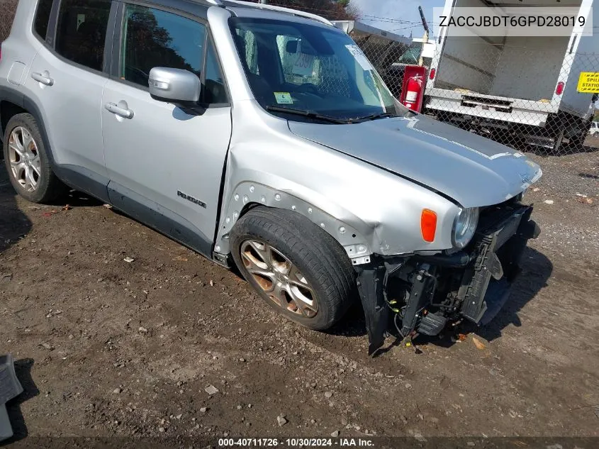 ZACCJBDT6GPD28019 2016 Jeep Renegade Limited