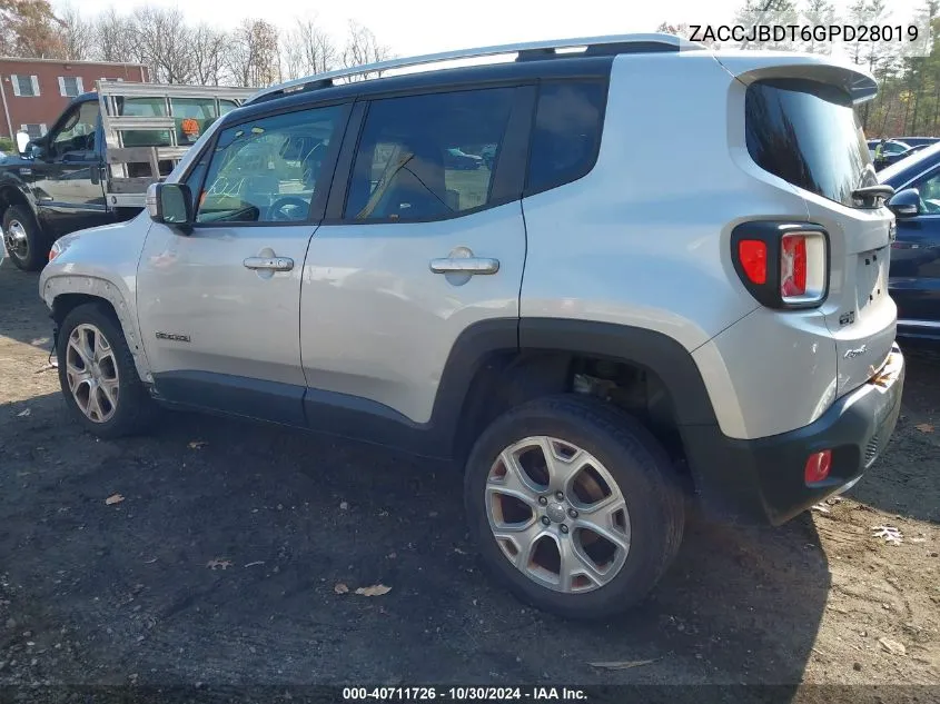 ZACCJBDT6GPD28019 2016 Jeep Renegade Limited