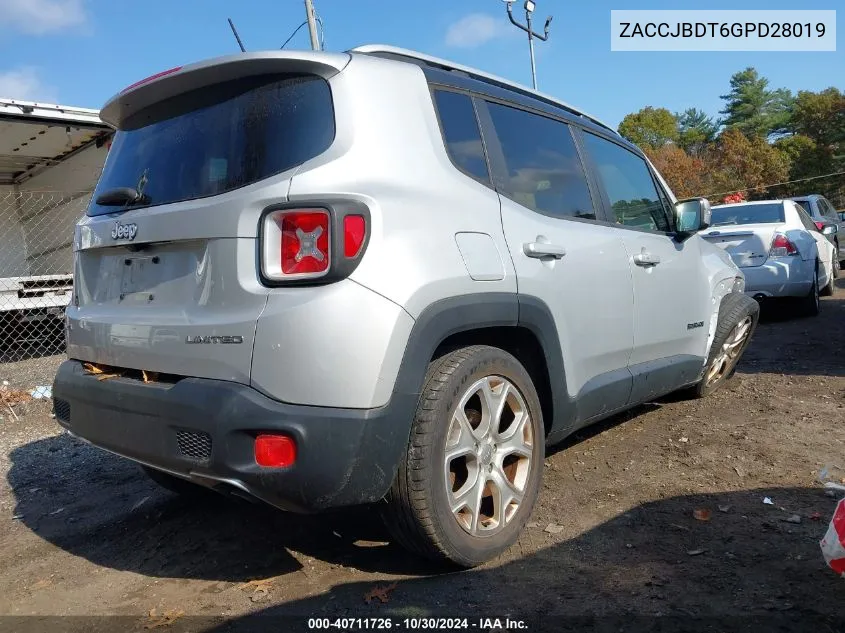 ZACCJBDT6GPD28019 2016 Jeep Renegade Limited