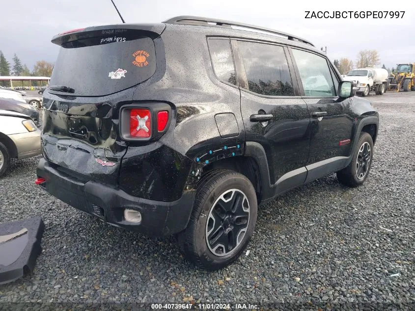 2016 Jeep Renegade Trailhawk VIN: ZACCJBCT6GPE07997 Lot: 40739647