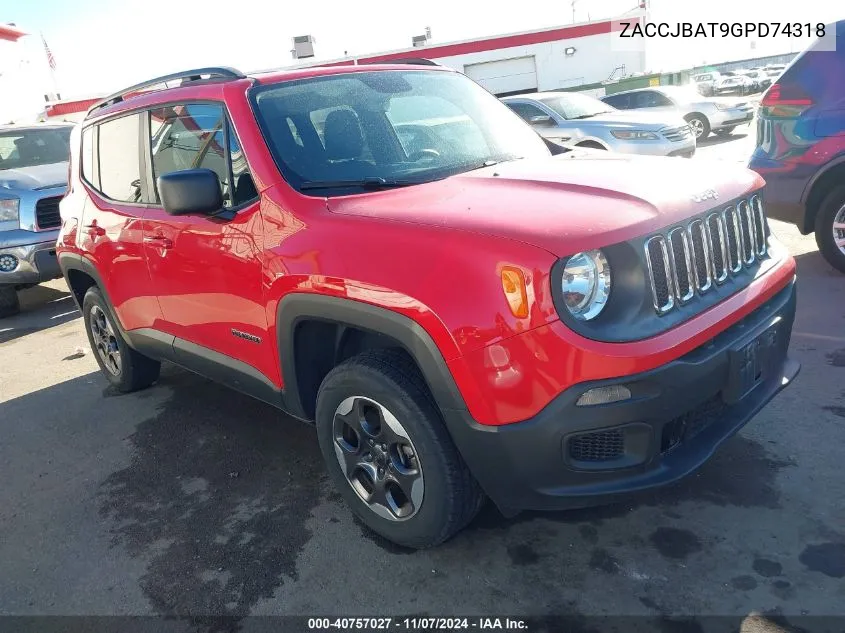 2016 Jeep Renegade Sport VIN: ZACCJBAT9GPD74318 Lot: 40757027