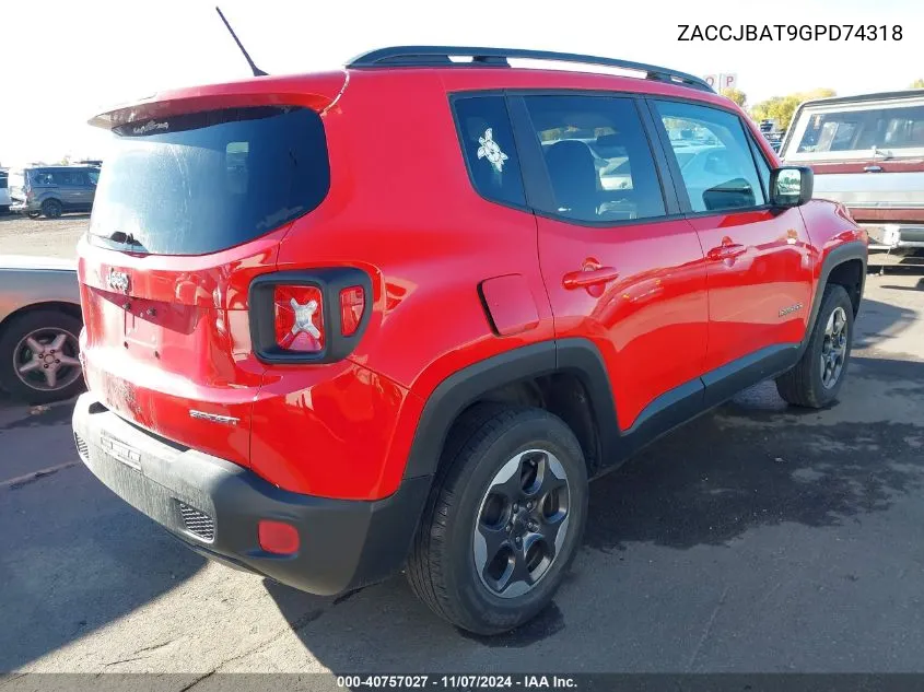 2016 Jeep Renegade Sport VIN: ZACCJBAT9GPD74318 Lot: 40757027