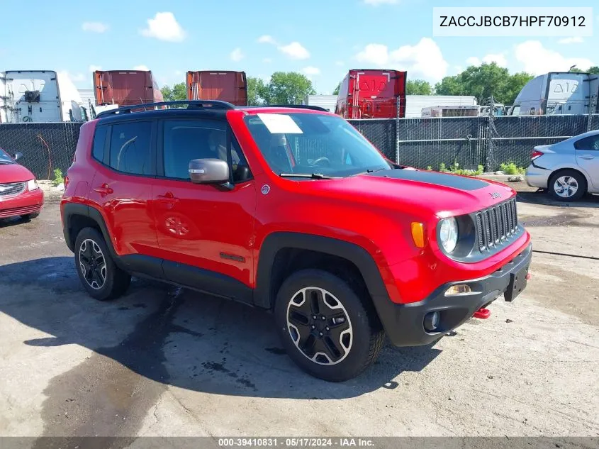 2017 Jeep Renegade Trailhawk 4X4 VIN: ZACCJBCB7HPF70912 Lot: 39410831